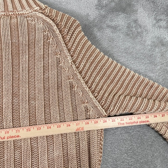 Free People Sweetheart Sweater Womens Small Tan Striped Chunky Knit Boho - Picture 8 of 10